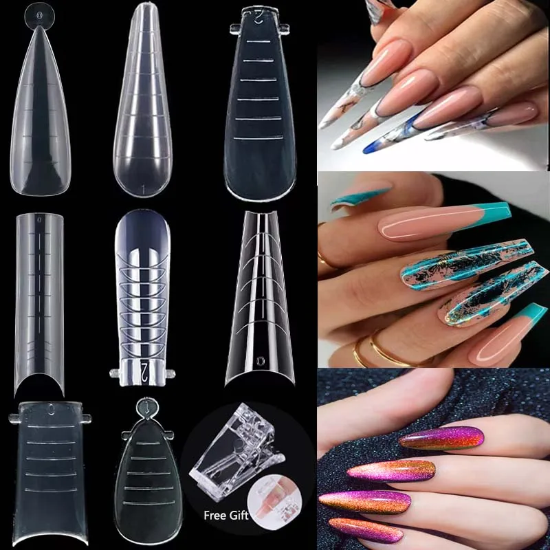 

60pcs Dual Forms Nail Extension Molds For Quickly Building Acrylic French Coffin False Nails System Nail Art Tips Top Mold Forms