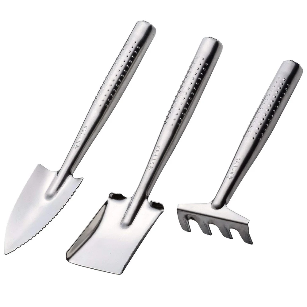 

Gardening Tools 3pcs Shovel Rake Stainless Steel Garden Tools Set Mini Gardening Kit Rust Resistant Tools Best for Pot Planting