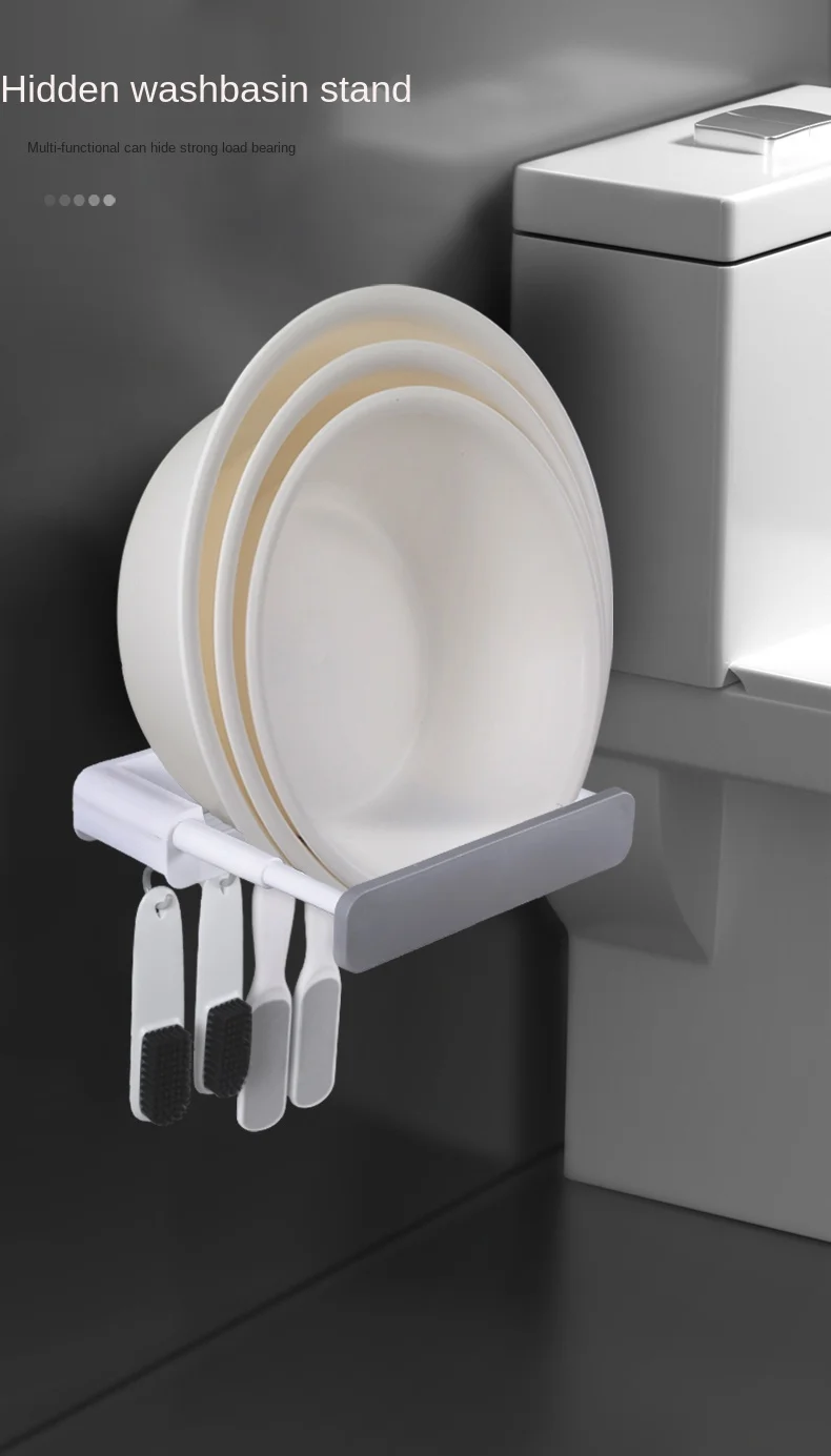 

Multi-Functional Washbasin Storage Rack Bathroom Wall-Mounted Punch-Free Wash Basin Storage Rack Toilet Basin Shelf
