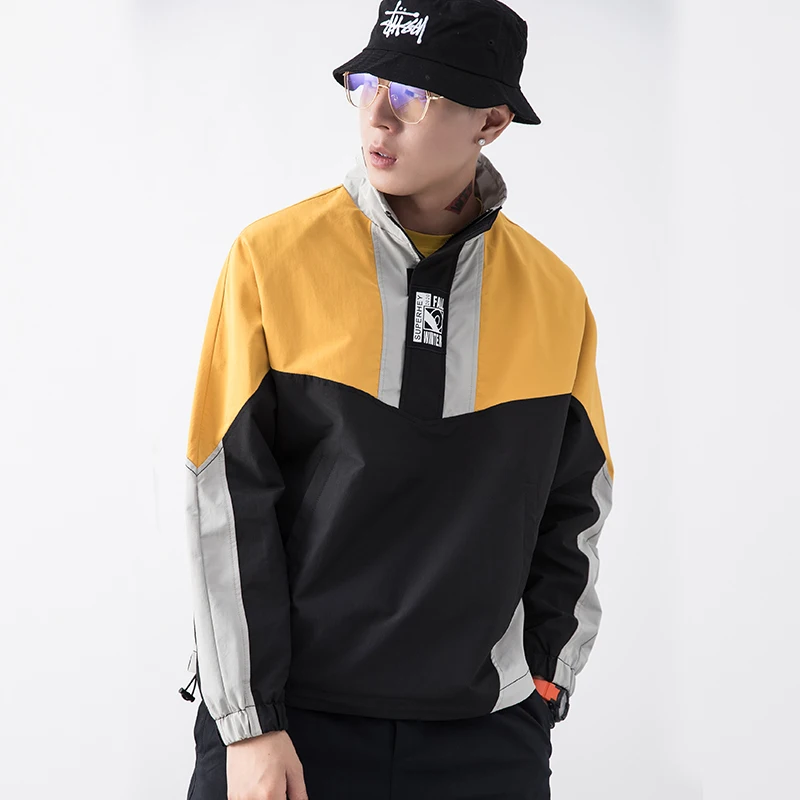 2020 Streetwear Casual Men Jacket Coat Patchwork Windbreaker Mens Bomber Spring Autumn Male Overcoat YJJ06 | Мужская одежда