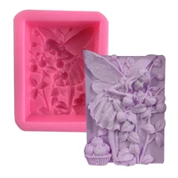 new diy angel wings girl soap mold flower fairy elf gypsum candle glue dropping mold chocolate baking mold