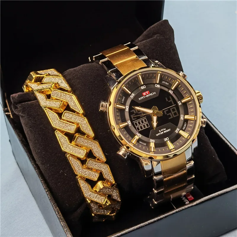 

Часы наручные мужские с большим циферблатом, модные деловые модные, браслет со стальным браслетом, подарок с коробкой