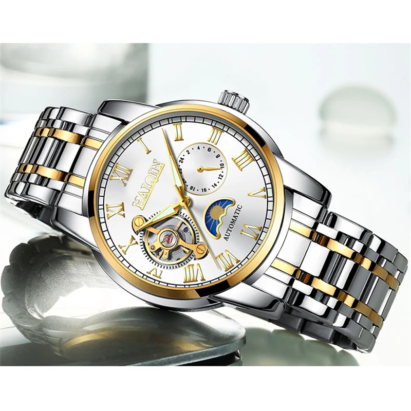 Часы наручные HAIQIN Мужские механические модные деловые брендовые Роскошные в