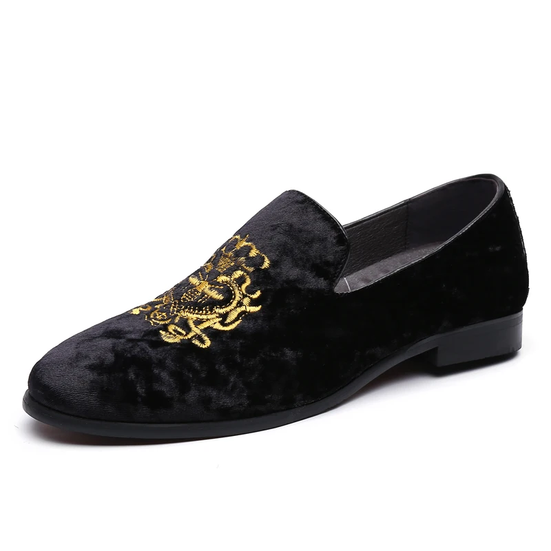 Men's Suede Soft Penny Loafers Embroidered Design Flat Slip-On Formal Men's Velvet Loafer Dress Shoes Size 6~13 chaussure homme