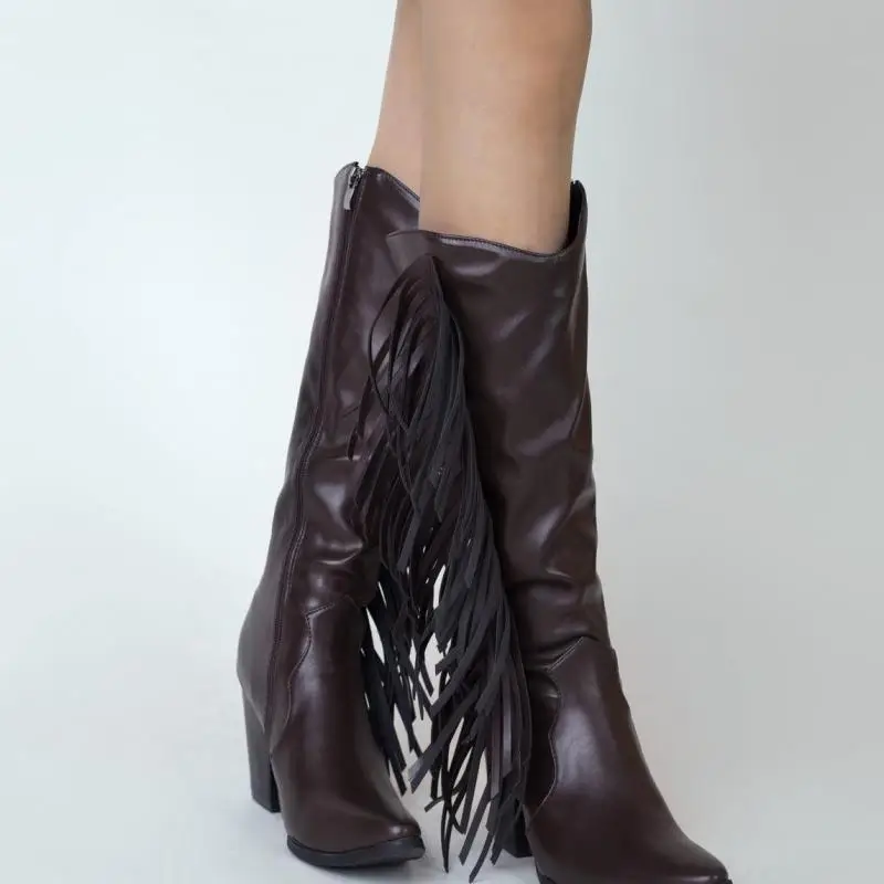 2021new Splicing Riding Boots Fashion Calf Mid-tube Boots Platform Wedges Ethnic Style Short Boots Casual Winter Women Shoes