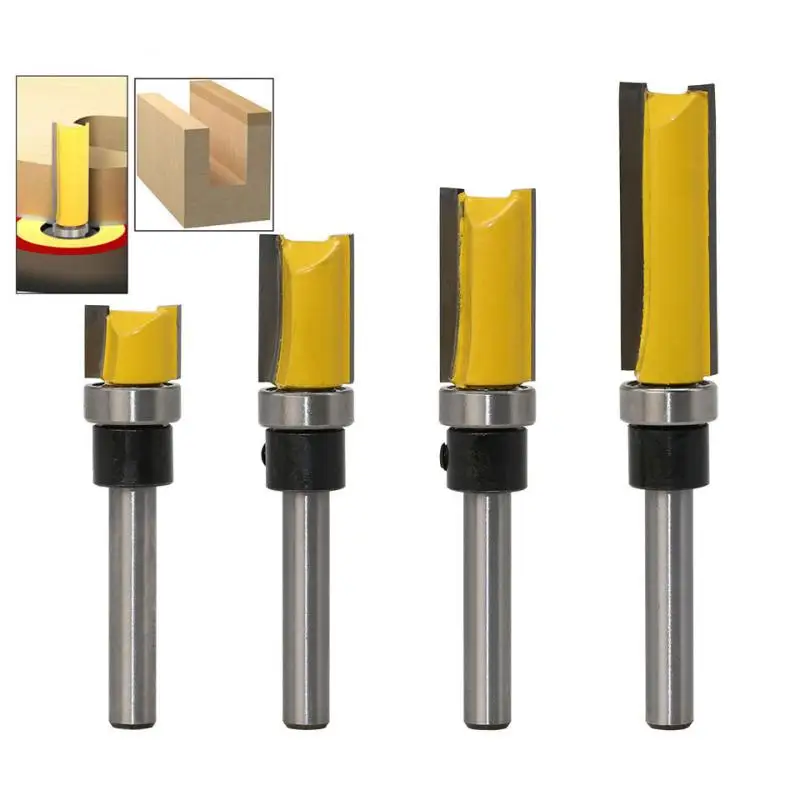 

4Pcs 1/4 Shank Profile Trimming Cutter Woodworking Milling Cutter Bit Straight end mill trimmer Trimming Machine Slotting Cutter