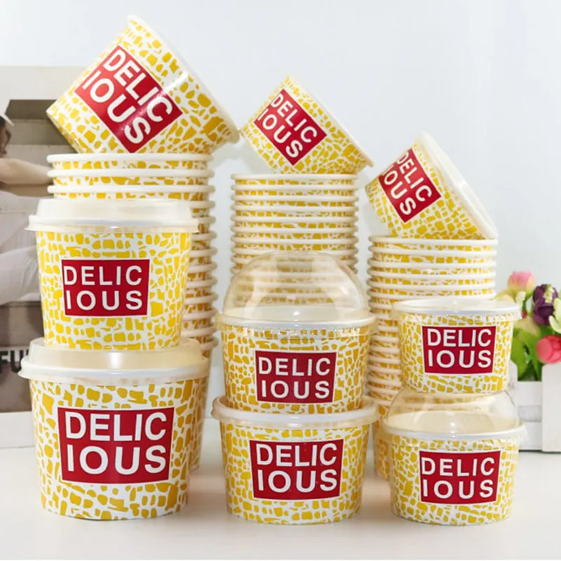 50 шт одноразовые вкусные летние чашки для мороженого бумажная чаша густой йогурт