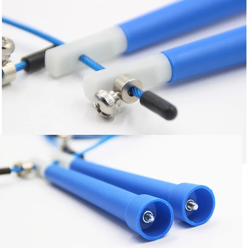 Скакалка с пластиковой ручкой регулируемый трос стальная проволока быстрая