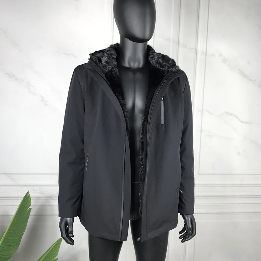 

Парка мужская из натурального меха норки, зимняя модная теплая подкладка из натурального меха норки