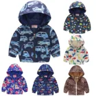 Детская одежда От 1 до 6 лет, куртки для маленьких девочек и мальчиков, модное пальто с длинным рукавом, куртка на молнии с капюшоном и принтом, ветровка, верхняя одежда #4