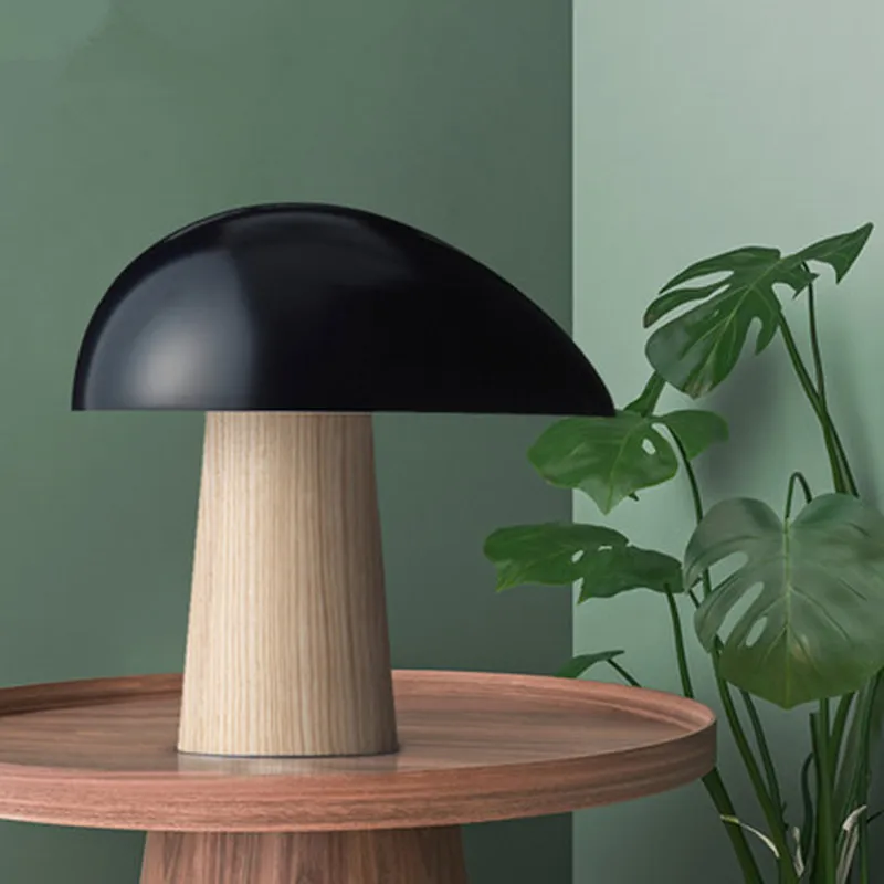 

Nordic creative wood grain mushroom table light post modern hotel study bedroom art table lamp