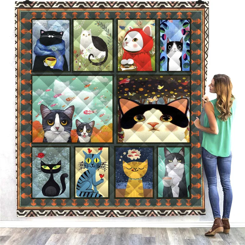 3D одеяло Love Cat с цифровой печатью велосипедное цветочное мультяшное покрывало