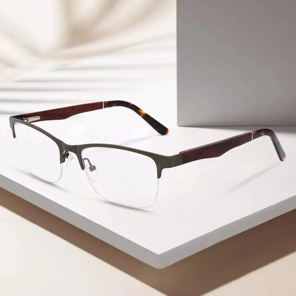 Полуободковые очки ZENOTTIC оправа из металлического сплава для мужчин квадратные