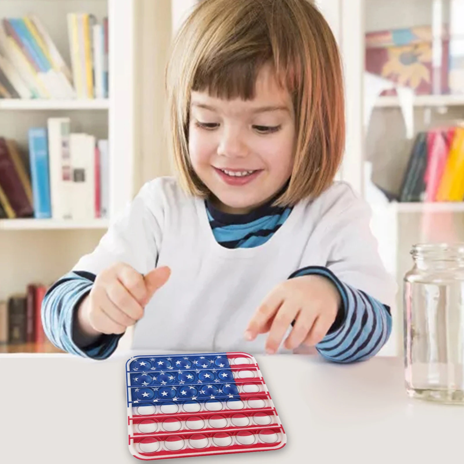 

Fitget Toys US Flag Pops It Game For Adult Kid Push Bubble Fidget Sensory Toy Autism Special Needs Stress Reliever Popoit Figet