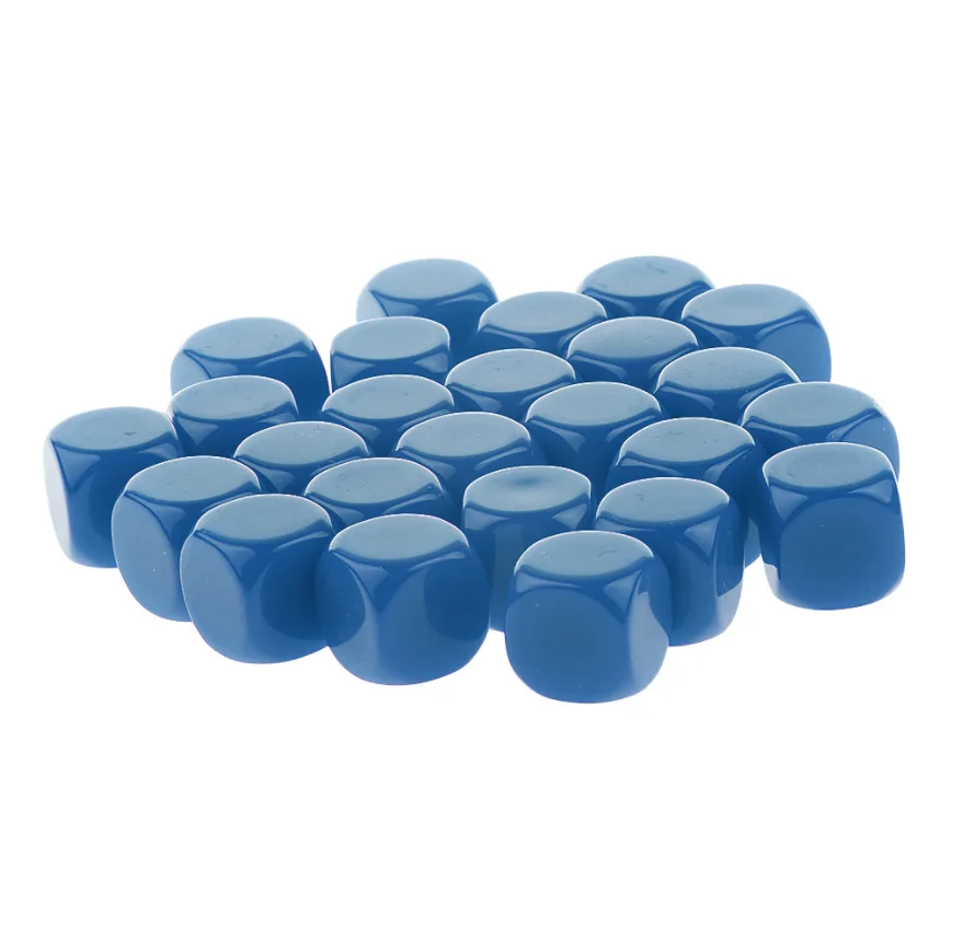 

10PCS 16mm Blue Blank Dice D6 Dice Round Corner DIY Teaching Props Dice 6 Sided For Board Game Pieces Games Accessories