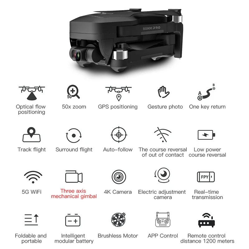 ZLRC зверь SG906 Pro 2 бесщеточным Мотором с 3 осевому гидростабилизатору GPS 5G WI FI FPV