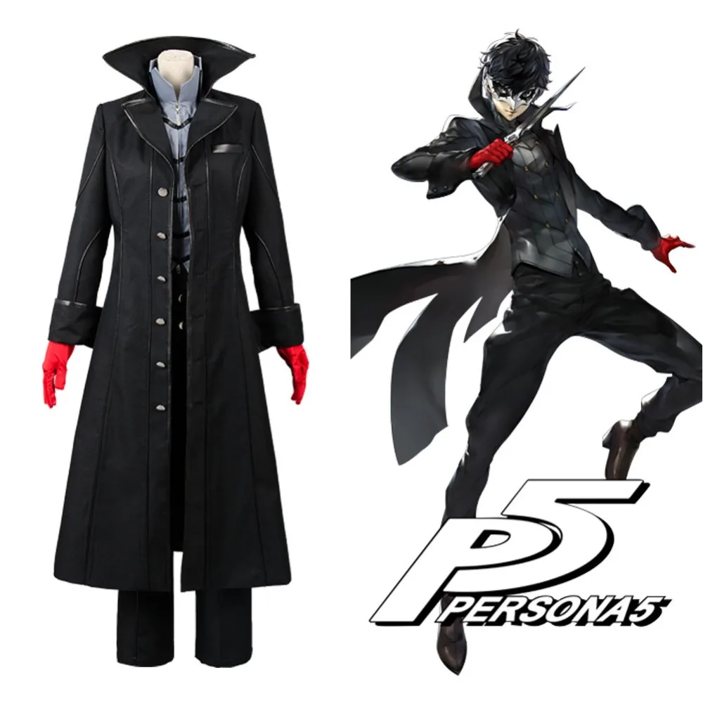 

2021 Anime Persona 5 Joker Cosplay Costume Jacket Ren Amamiya Full Set Akira Kurusu Uniform Outfit for Men Party Halloween