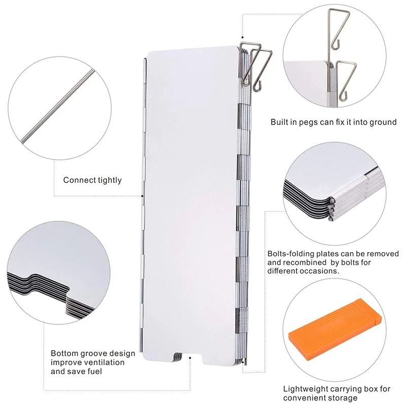 Кемпинг плита Windsn 10 пластин легкий складной лобовое стекло с коробкой для
