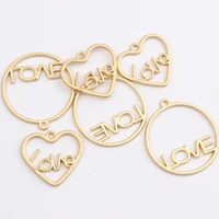 zinc alloy charms pendant love heart round geometric pendant 6pcslot for diy jewelry earring making accessories