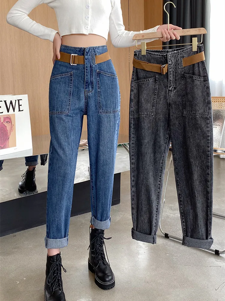 

Autumn Vintage Boyfriend Jeans Women Harlen High Waist Brandy Jeans Casual Black Jeans Korean Denim Pants Streetwear Jeans Women