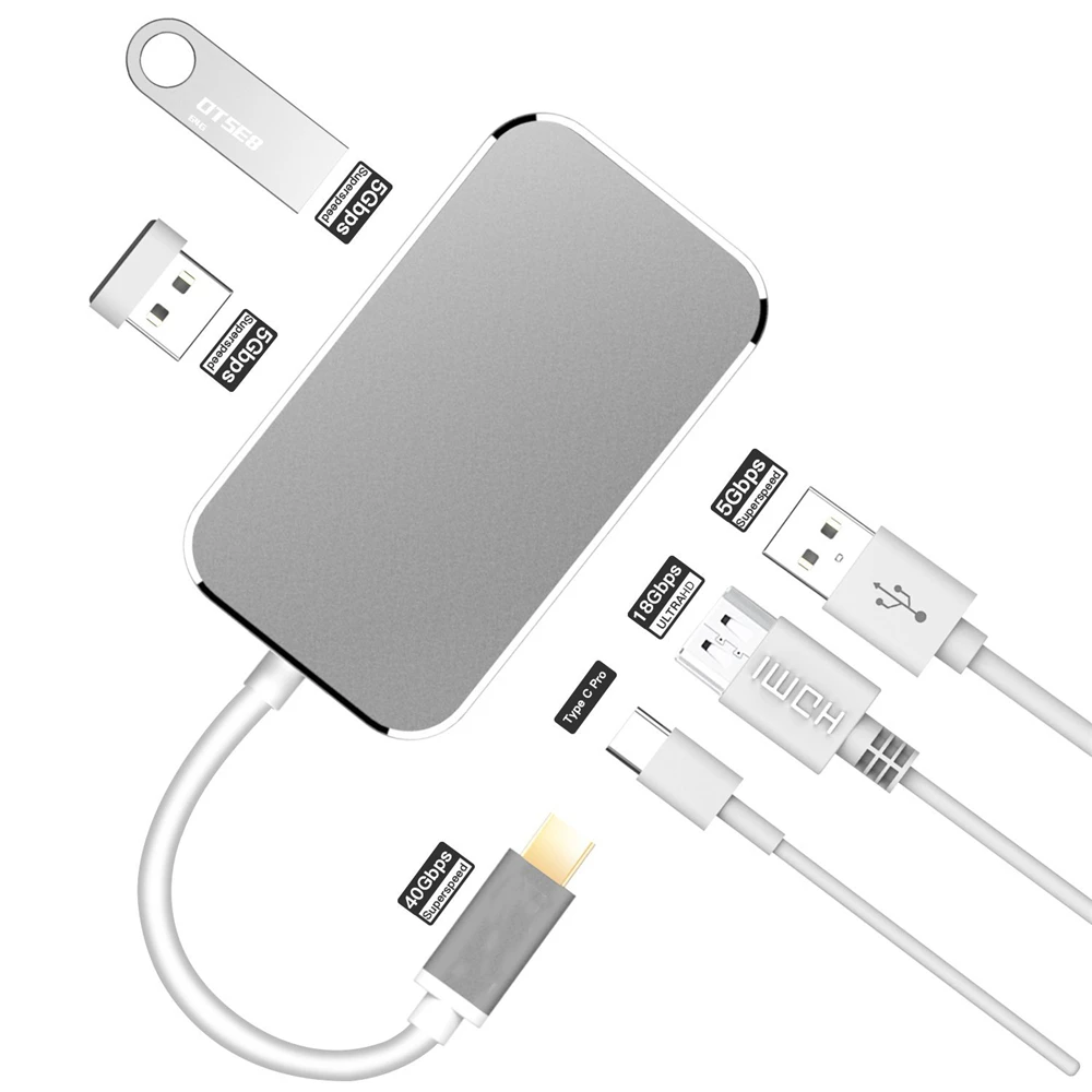 USB-концентратор Тип C на 4k HDMI-совместимый адаптер USB 3 0 pd зарядное устройство для