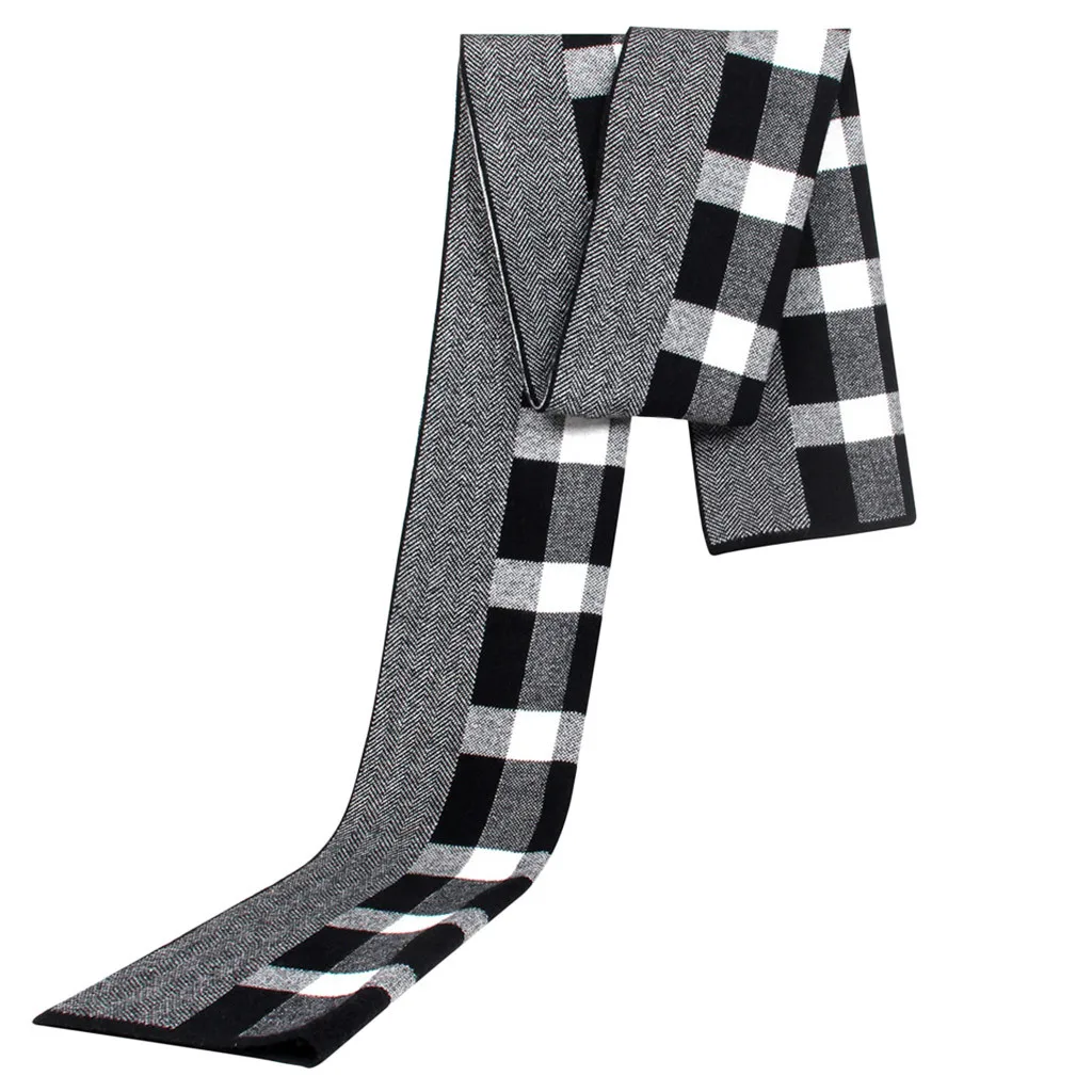 Мужские осенне-зимние шарфы с узором гусиная лапка вязаные клетчатый шарф для