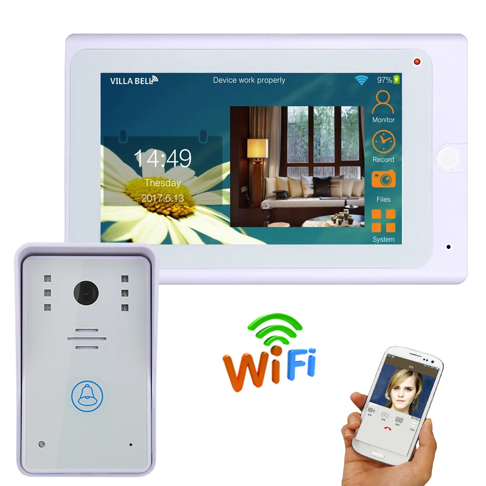 

Wired /Wireless Wifi IP Video Door Phone Doorbell Kit Video Intercom System HD 720P Camera 7 inch with APP Remote control