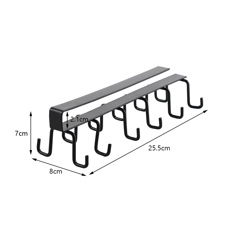 

Iron 12 Hooks Kitchen Storage Racks Cup Holder Hanging Bathroom Hanger Hook Organizer Cabinet Door Shelf Double Row Cocina Tools