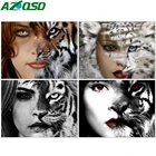 AZQSD 5D алмазная картина тигр женщина полный квадрат дрель Алмазная вышивка Животное ручной работы домашний декор наборы крестиков