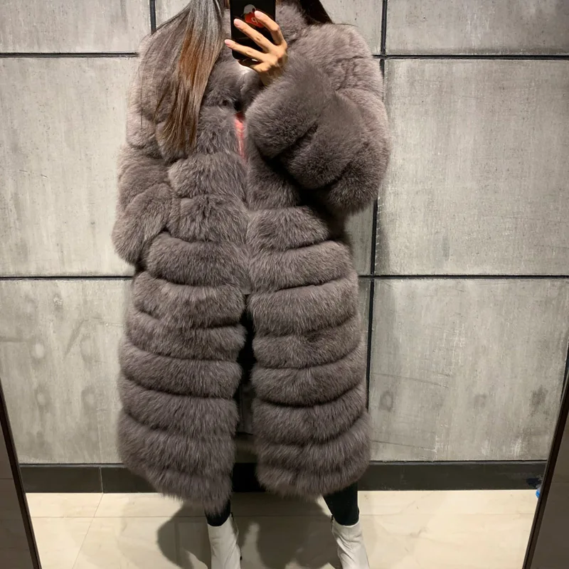 fur natural coat long women real fox | Женская одежда