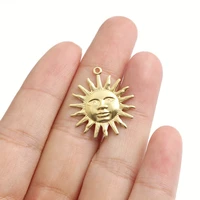 10pcsset fashion metal brass sun face diy earrings necklace pendants geometric charms for handmade jewelry making findings