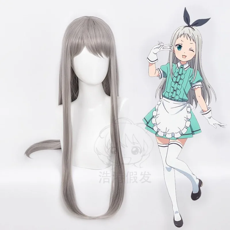 

Blend S Burendo Esu Kanzaki Hideri Long Silver Gray Role Play Heat Resistant Cosplay Synthetic Hair Halloween Party + Wig Cap