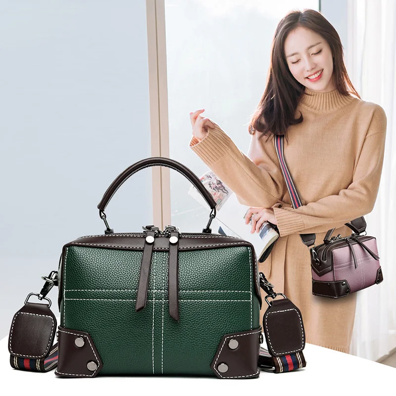 

OLSITTI Retro Solid Color Boston Bag High Quality Pu Leather Casual Shoulder Bag for Women 2021 Large Capacity Concise Crossbody