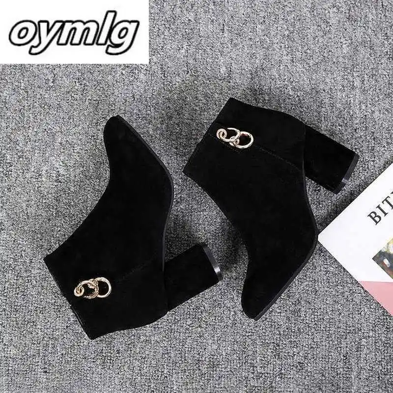 

Retro Women Warm and velvet women's boots Vintage Block Heel Ankle Boots Side Zipper High Heels Women Shoes Big Sizes 35-43