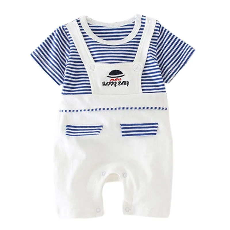 

Baby spring and summer men's and women's baby one-piece short-sleeved romper plaid solid color romper short climb
