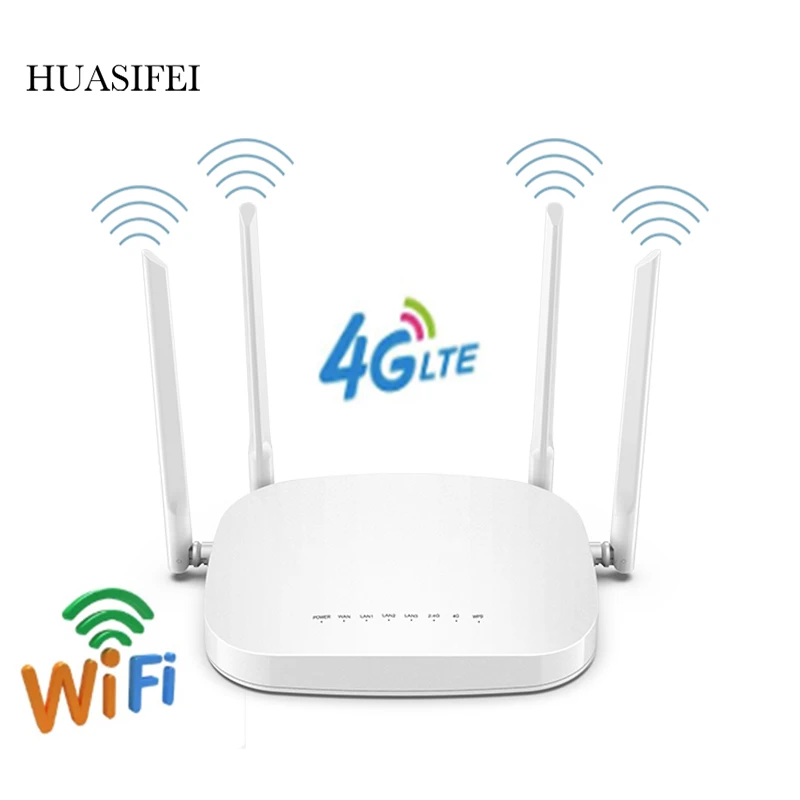 HUASIFEI 4G CPE беспроводной sim-роутер 4g lte роутер с sim-картой 300 Мбит/с CAT4 мобильный роутер 4g sim-карта 4 LAN порт 32 пользователя