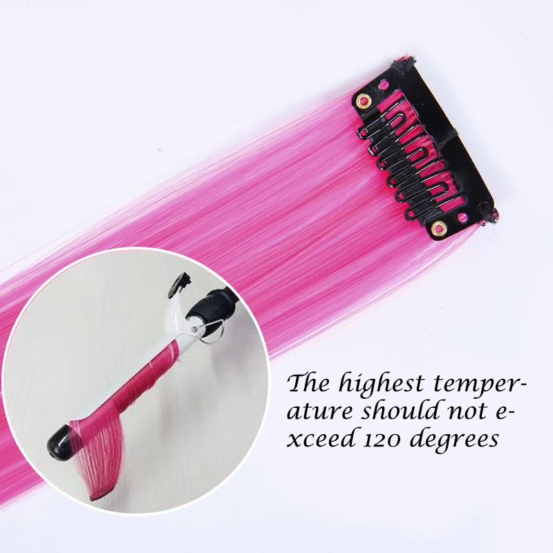 

AOOSOO extension clips, rainbow stripe synthetic color pink, straight hair extensions,hair extensions clip