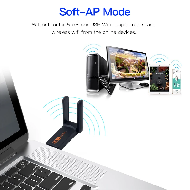 USB беспроводной Wifi адаптер 1900 Мбит/с двухдиапазонный ключ 3 0 сетевая карта 2 4G/5 ГГц