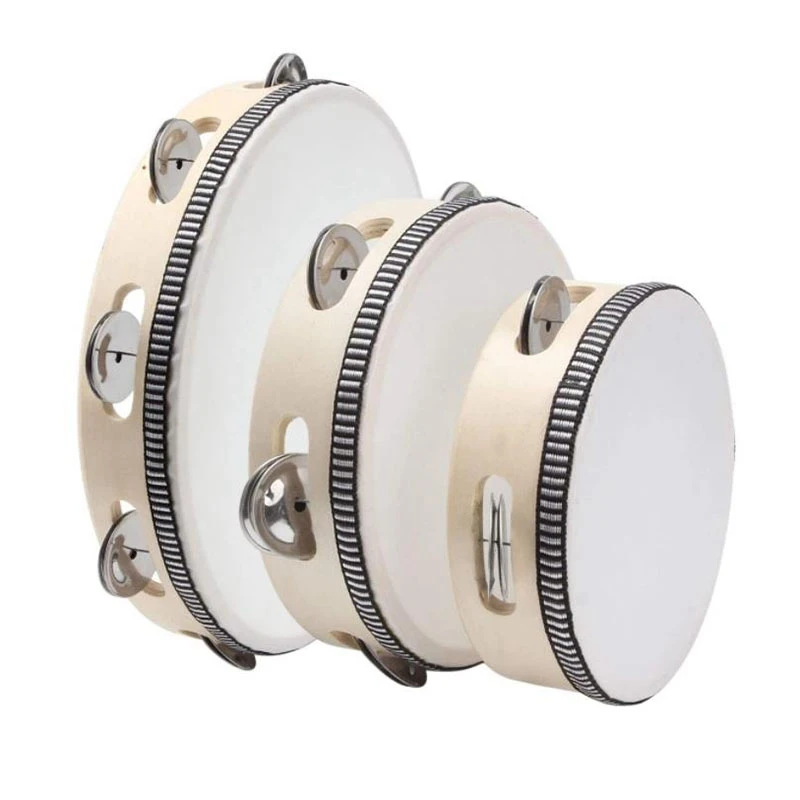 

3 Pcs Tambourines, 6/7/10Inch Tambourines Bell Instrument Drum,Hand Held Drum Bell Percussion for Party,KTV Concert,Etc