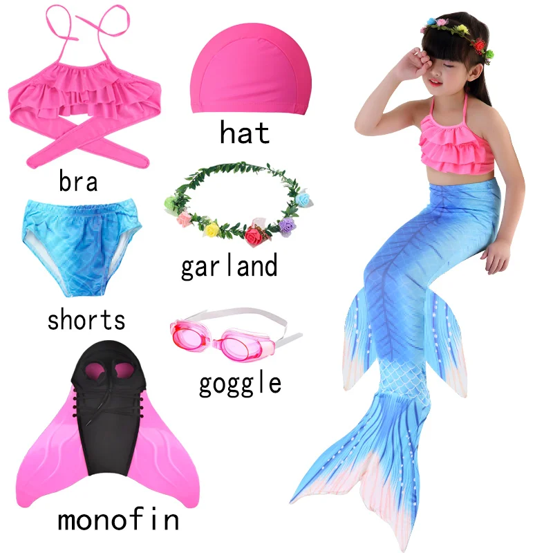 

Summer Girl's Mermaid Tails For Swimming Birthday Party Costume Kids Cosplay Mermaid Dress Up