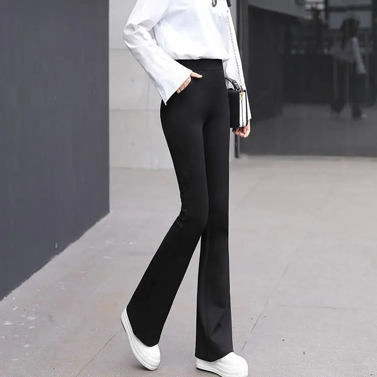 

Micro flared pants women show thin high waist elastic loose spring and summer Korean versatile casual pants slim professional
