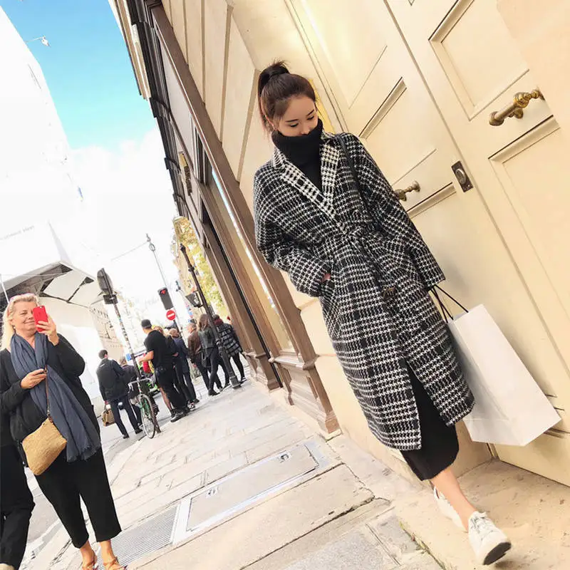 Теплый осенне-зимний женский длинный свитер с высоким воротником Женская