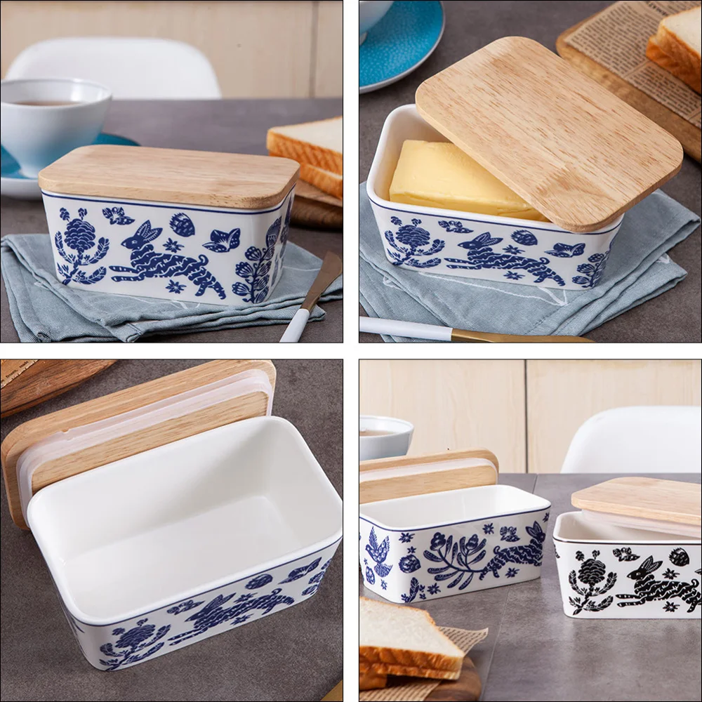 1 шт. керамический контейнер для масла с деревянной крышкой | Дом и сад