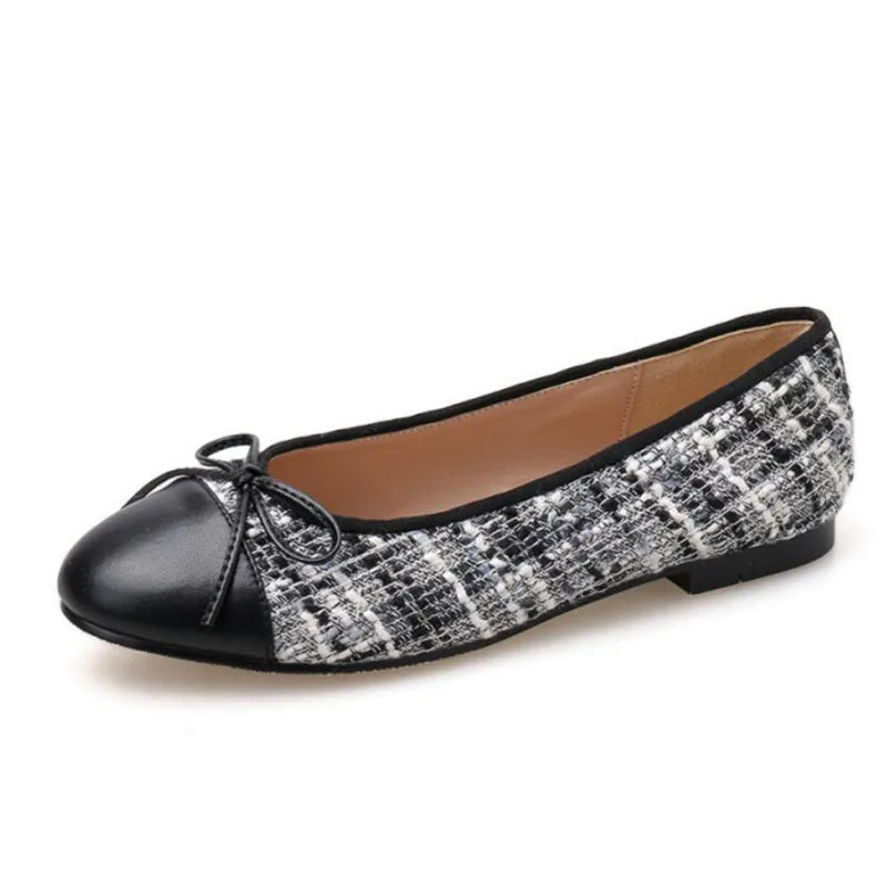 

Color Matching Bow Designer Basic Ballet Shoes Flat Ladies Round Toe Slip On Office Work Shoes Woman Plus Size Zapatillas Mujer
