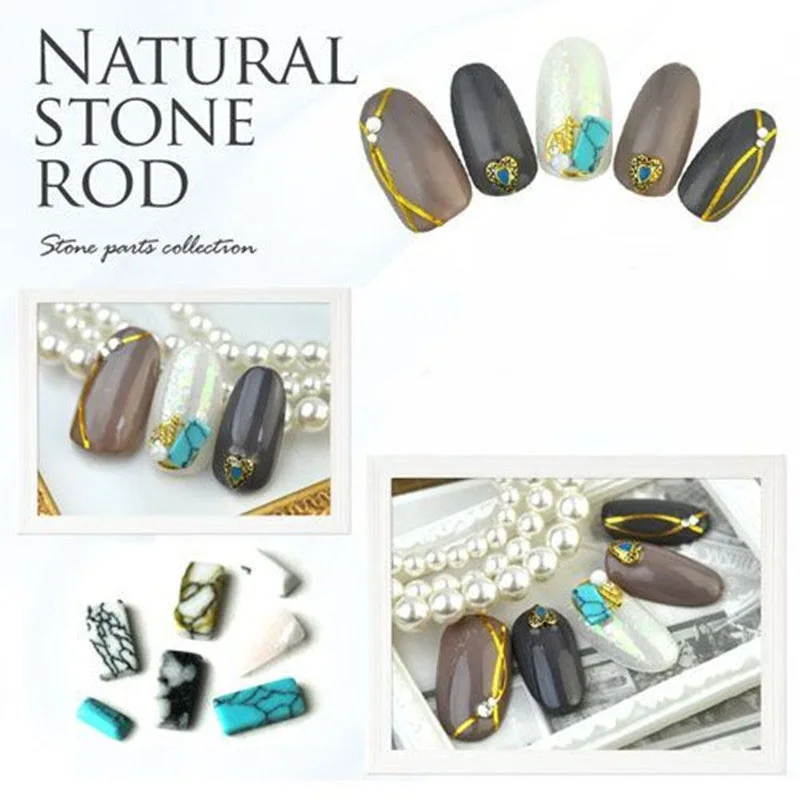 100 шт украшения для ногтей Дизайн 3D натуральная текстура камни дизайна