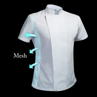 short sleeve chef uniform breathable summer kitchen cooking jacket restaurant hotel cafe barber shop waiter work shirt unisex