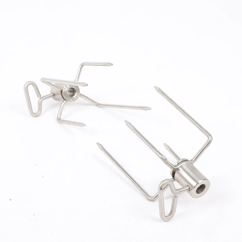 

2pc Rotisserie BBQ Forks Stainless Steel Spit Charcoal Chicken Grill Meat Barbecue Tool For Home Outdoor Camping Picnic Utensils