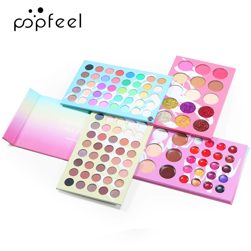 

POPFEEL All in one Makeup Palette Set Highly Pigmented Glitter Matte Eyeshadow Powder Blush Lipgloss Concealer Cosmetic Palette