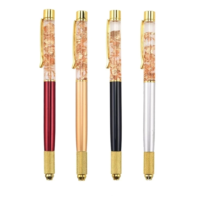 

1pcs Manual Fluid Gold Foil 14 CM Tattoo Pen Microblading Permanent Makeup Eyebrow Manual Pen 2 Usage For Flat or Round Needles