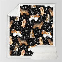 cute american cocker spaniel cozy premiun fleece blanket 3d print sherpa blanket on bed home textiles 02